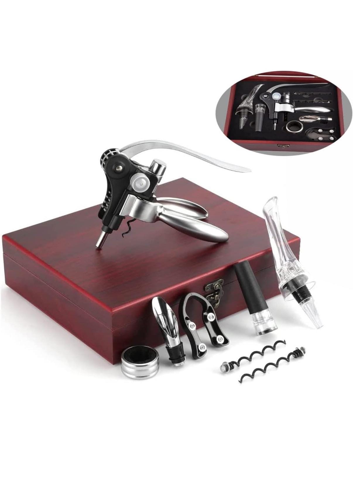 Personalized Wine Opener Set, Wooden Case, Anniversary Gift