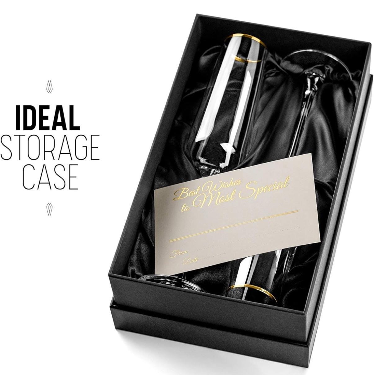 Wedding toasting flutes , Gold trim