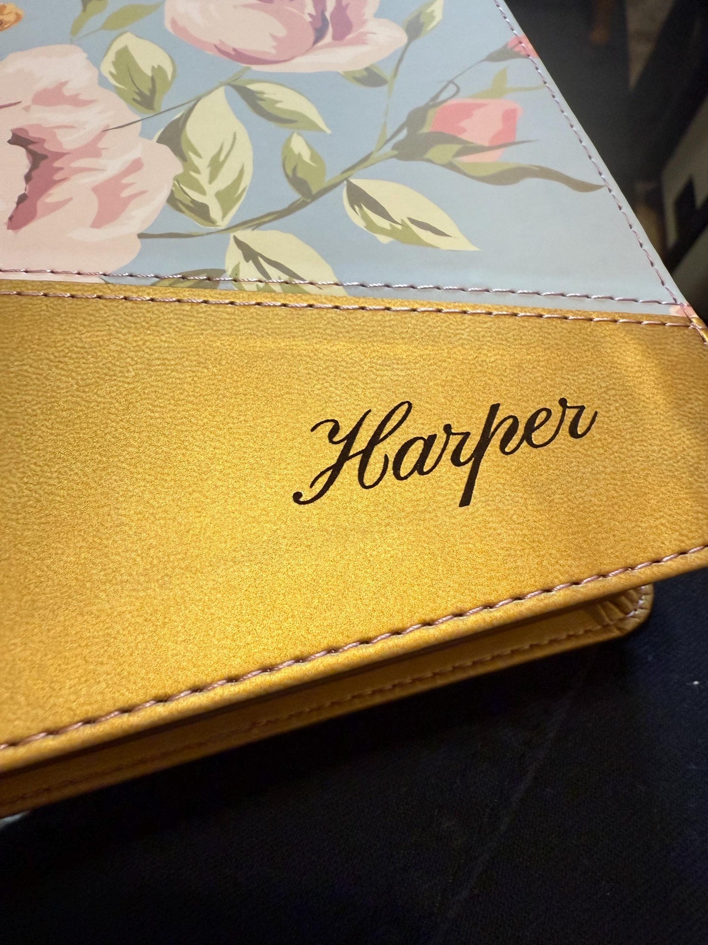 Personalized NLT filament Gold Red letter leather soft Bible