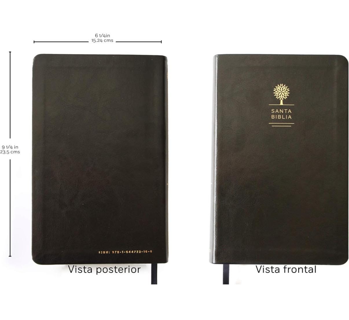 Personalized Biblia Reina Valera 1960 letra grande. Símil piel negro, índice, tamaño manual / Spanish Bible RVR 1960. Handy Size, Thumb Inde