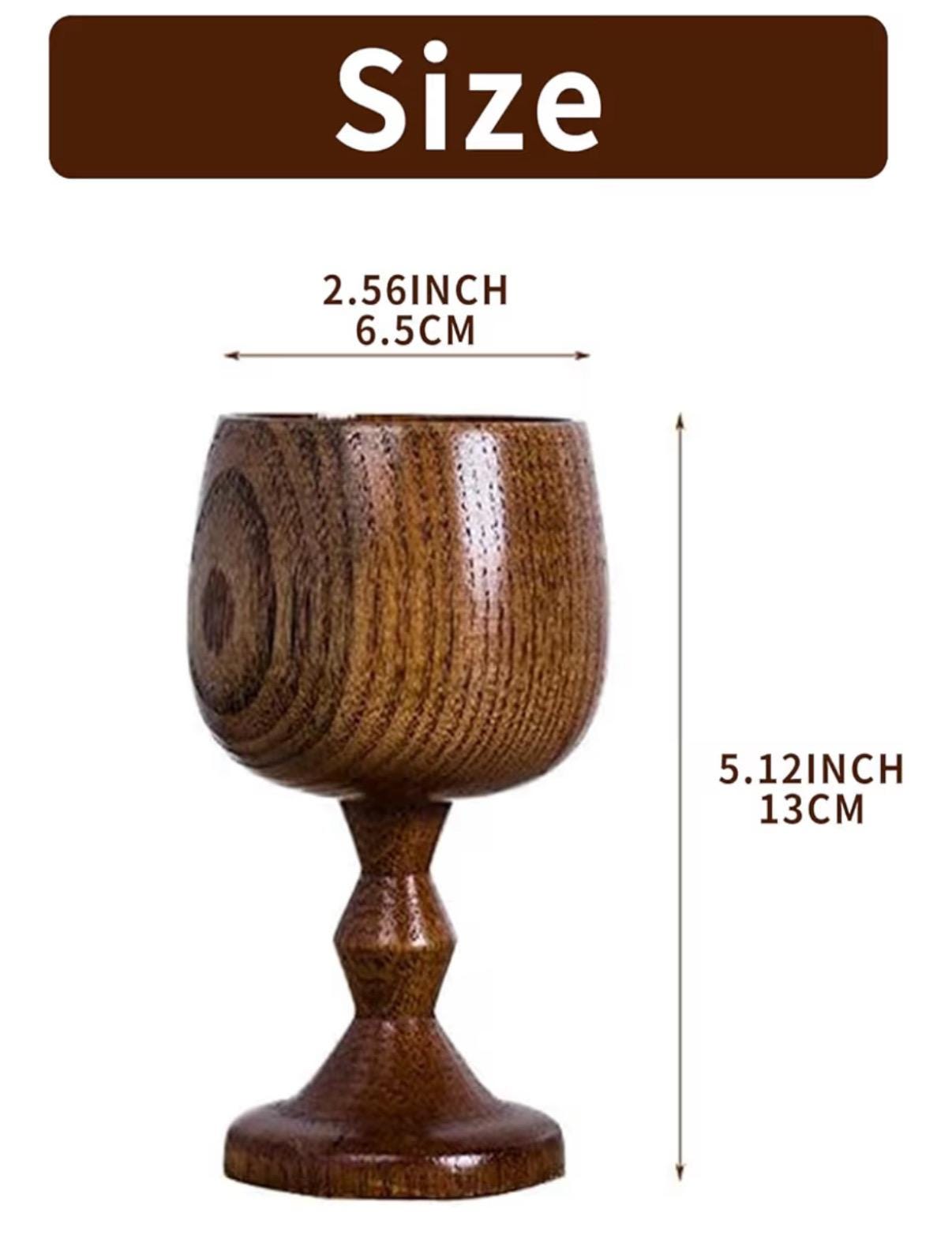 Personalized Wooden Wine Goblet Drinking Cup, Wooden Goblets for Drinking Wine, Whiskey & Mead – Natural Eco,Premium Solid Wood Cup