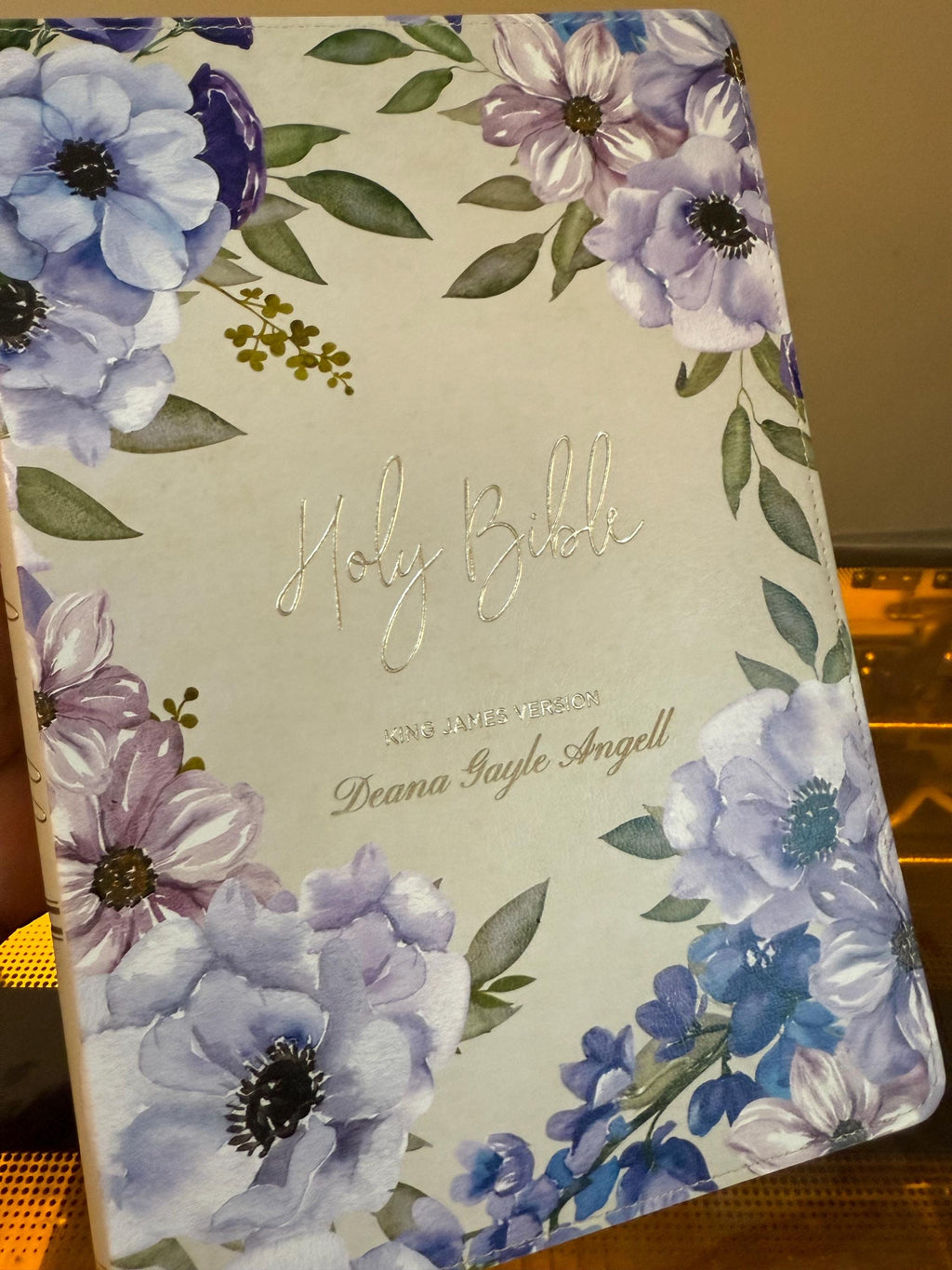 Personalized KJV Giant Print Bible - White Floral Vegan Leather