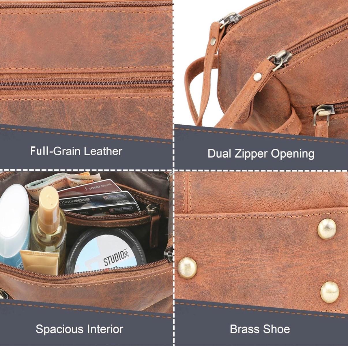 Kit de aseo de cuero de búfalo personalizado - Neceser de tocador vintage