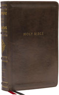 Biblia de Referencia NKJV Personalizada, Tamaño Personal, Sovereign, Piel Suave, Marrón, Letra Roja, Impresión Cómoda: Añade un nombre gratis