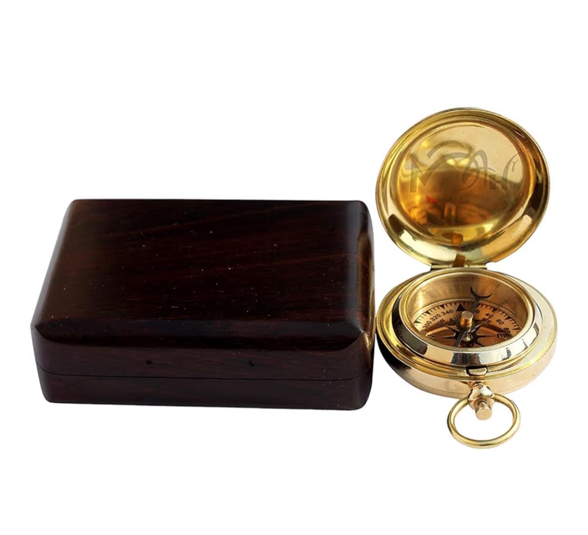 Backpacking Navigation Handmade Brass Personalize Compass for Best Man Get Well Hiking Camping Hunting Trekking Sailing Adventure Travelling