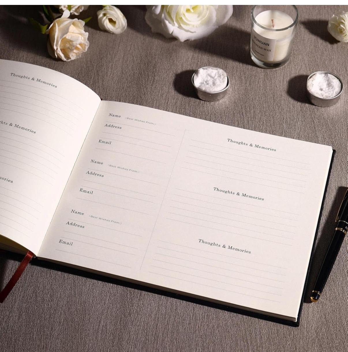Libro de visitas funerario personalizado para servicio conmemorativo, libro de visitas para celebración de vida para funeral, 144 páginas 8x10