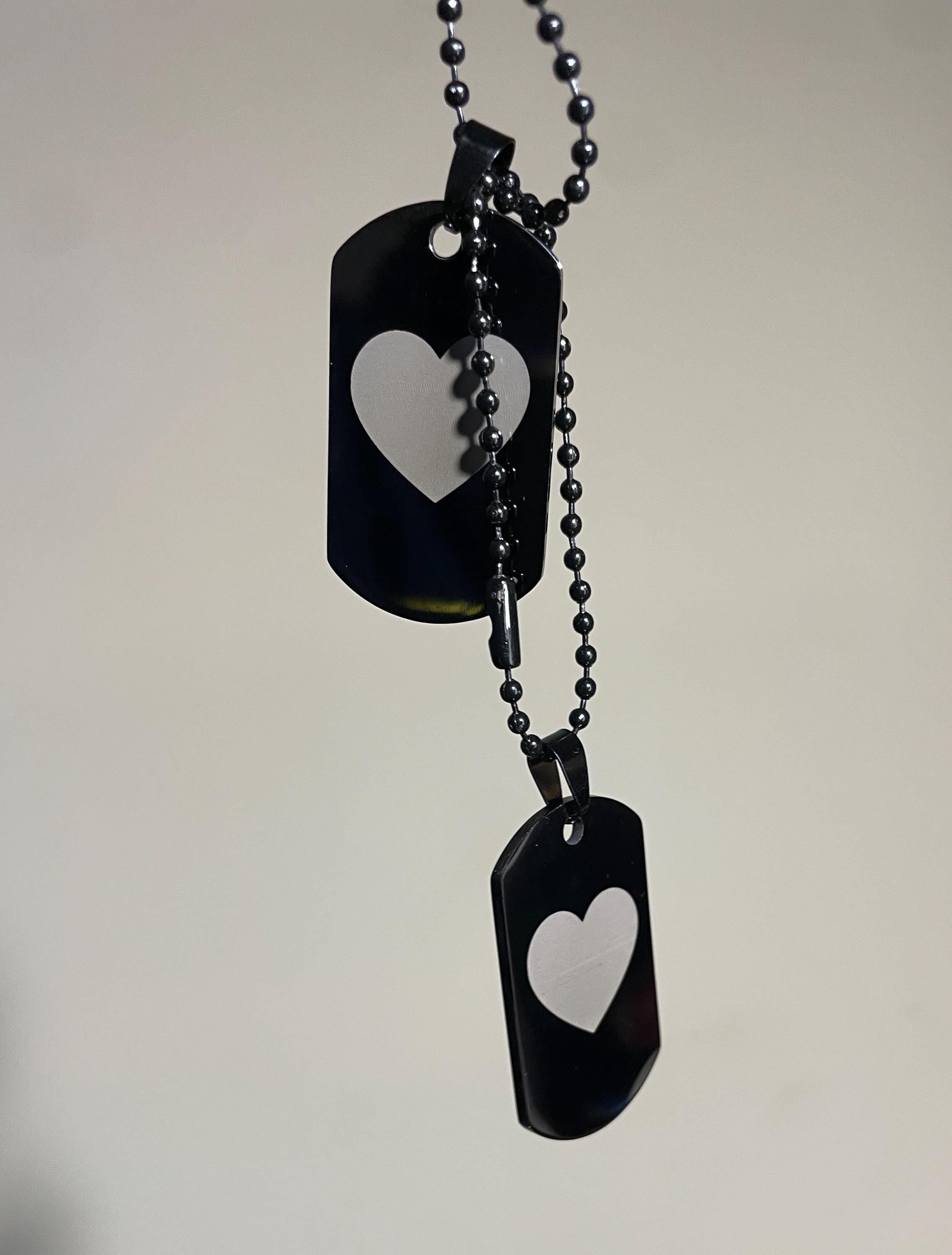 Collar con placa de identificación personalizado para hombre, papá, acero inoxidable, texto personalizado, militar