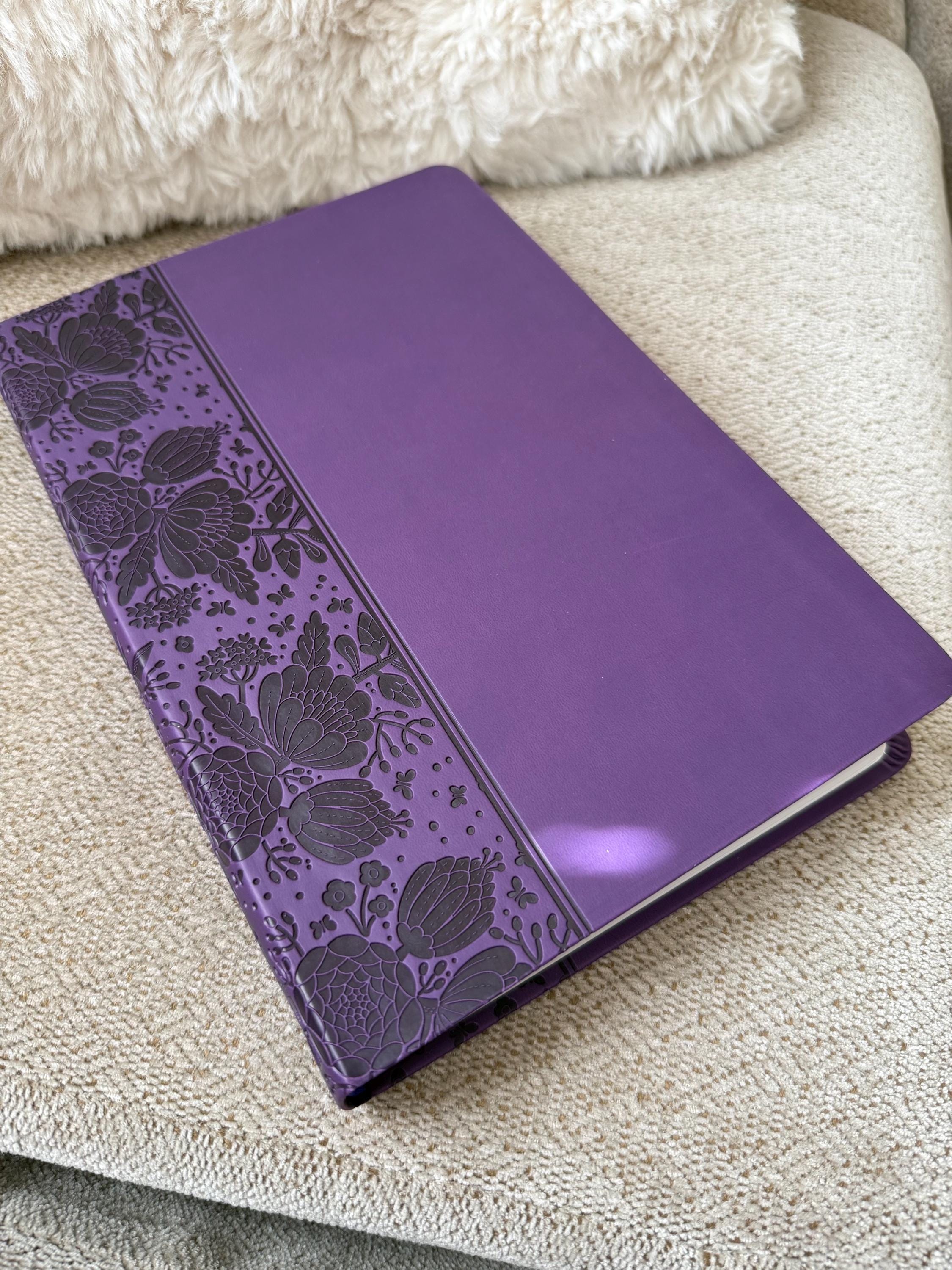 Personalized Purple Floral Print CSB Super Giant Print Reference Bible, Value Edition, 16 pt LeatherTouch, Red Letter, 10.7”