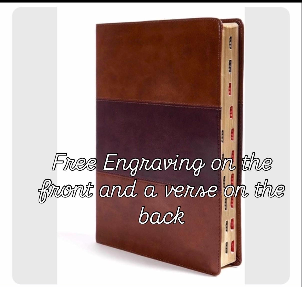 New Laser Engraved KJV Super Giant Print Reference Bible, Saddle Brown LeatherTouch, Indexed, Red Letter, Pure Cambridge Text, Presentation