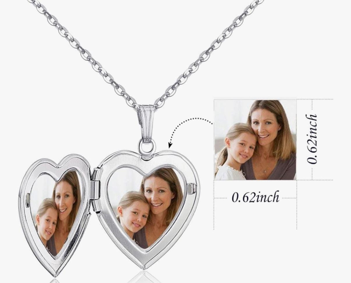 Personalized Photo Locket Necklace - Heart or Round Pendant