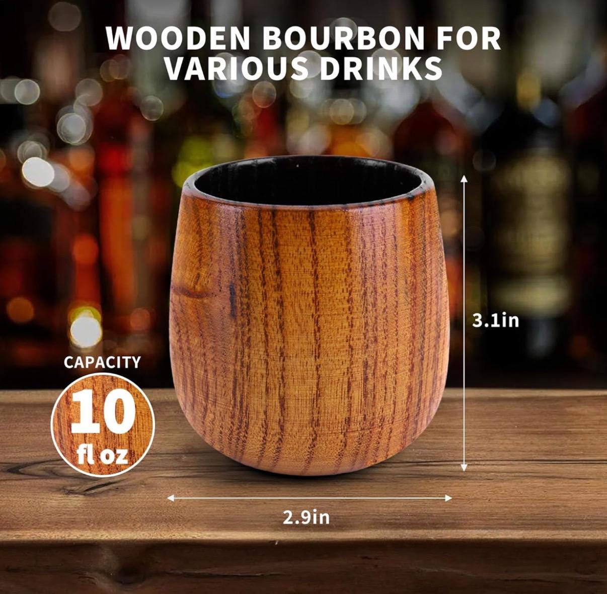 Vasos de whisky de madera carbonizada personalizados, vaso de whisky antiguo para hombres - Regalos de whisky de madera únicos para marido, padre o hermano
