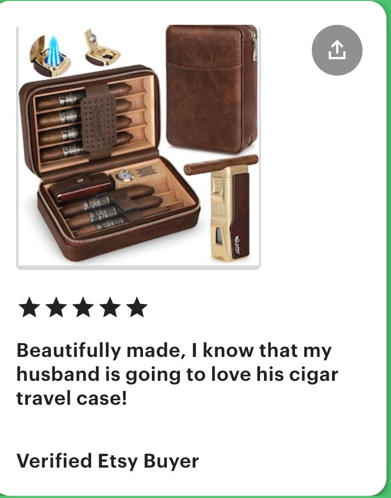 Humidor de puros de cuero personalizado, caja forrada de cedro con encendedor
