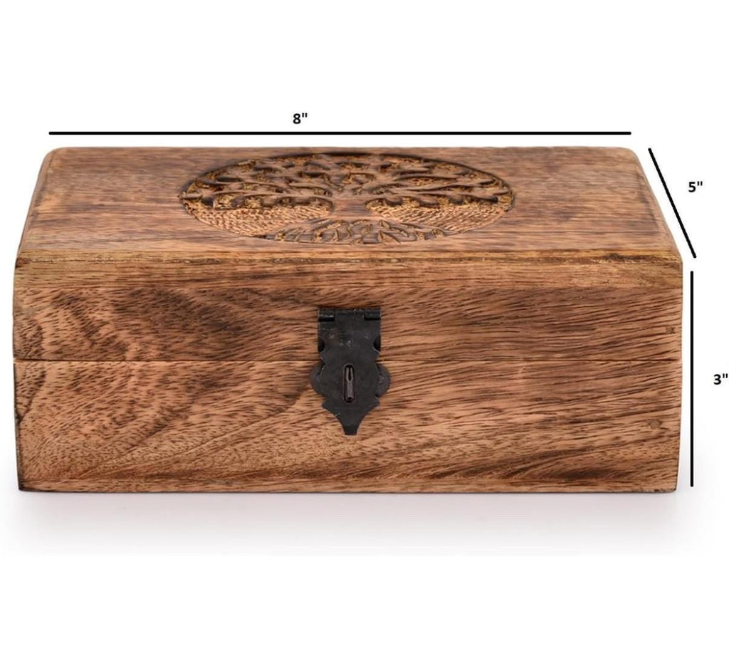 Caja de recuerdo del Árbol de la Vida personalizada | Joyero de madera de mango