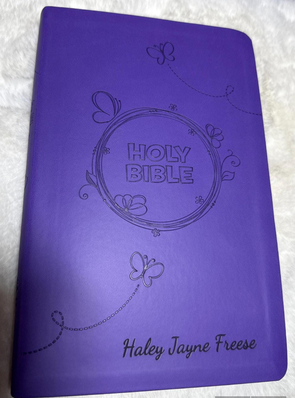 Biblia para niños personalizada - Púrpura LeatherSoft, ICB