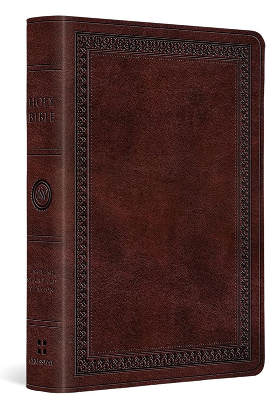Personalized ESV Value Large Print Compact Bible (TruTone, Mahogany, Border Design)