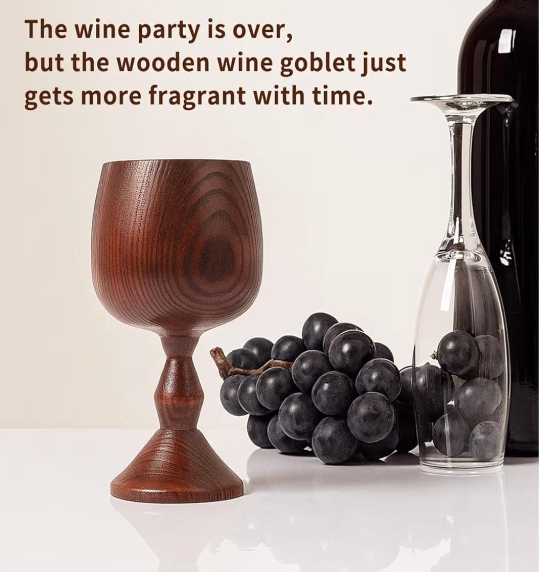 Personalized Wooden Wine Goblet Drinking Cup, Wooden Goblets for Drinking Wine, Whiskey & Mead – Natural Eco,Premium Solid Wood Cup