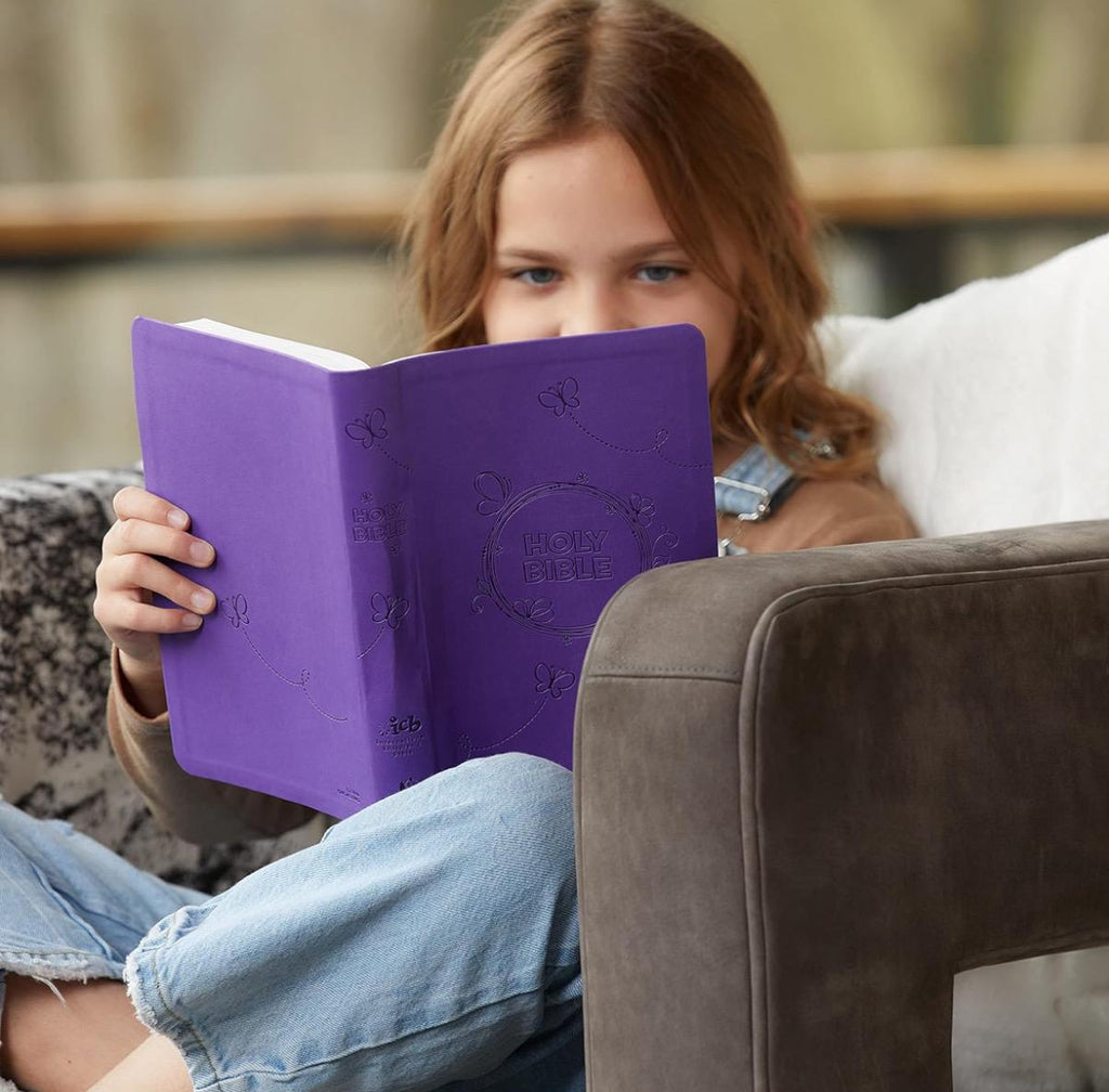Biblia para niños personalizada - Púrpura LeatherSoft, ICB