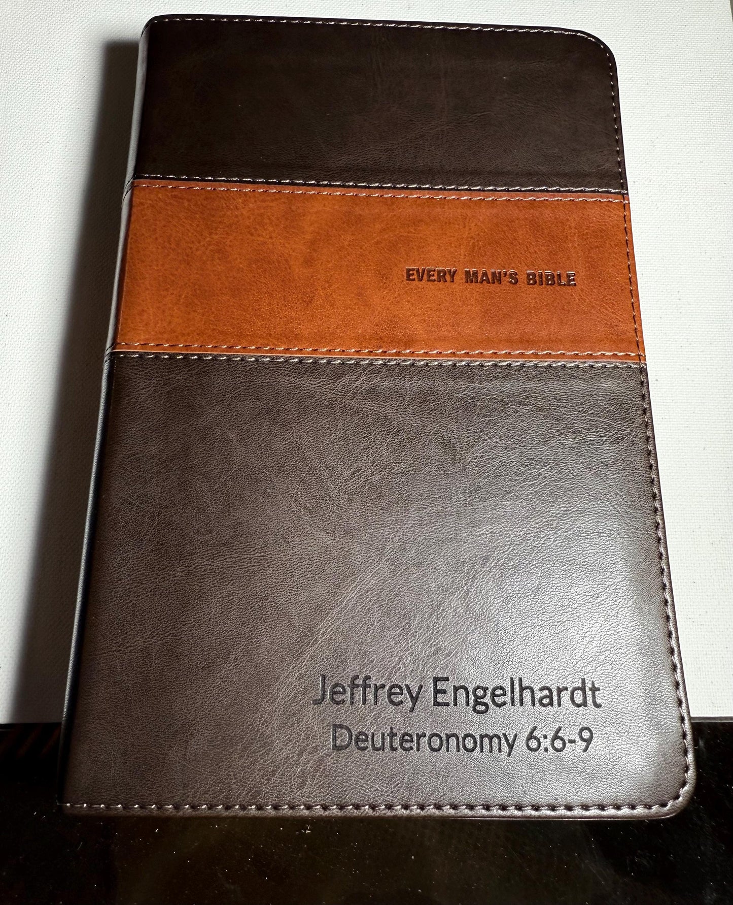 Personalized Every Man's Bible NIV, Deluxe Heritage Edition, TuTone (LeatherLike, Brown/Tan) – Study Bible for Men with Study Notes