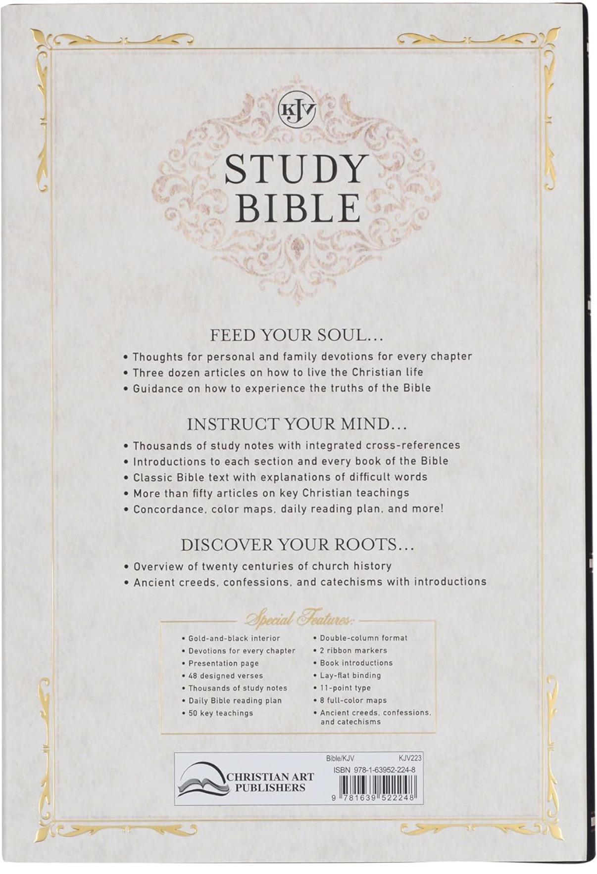 Personalized KJV Study Bible, Large Print King James Version Holy Bible, Black Hardcover