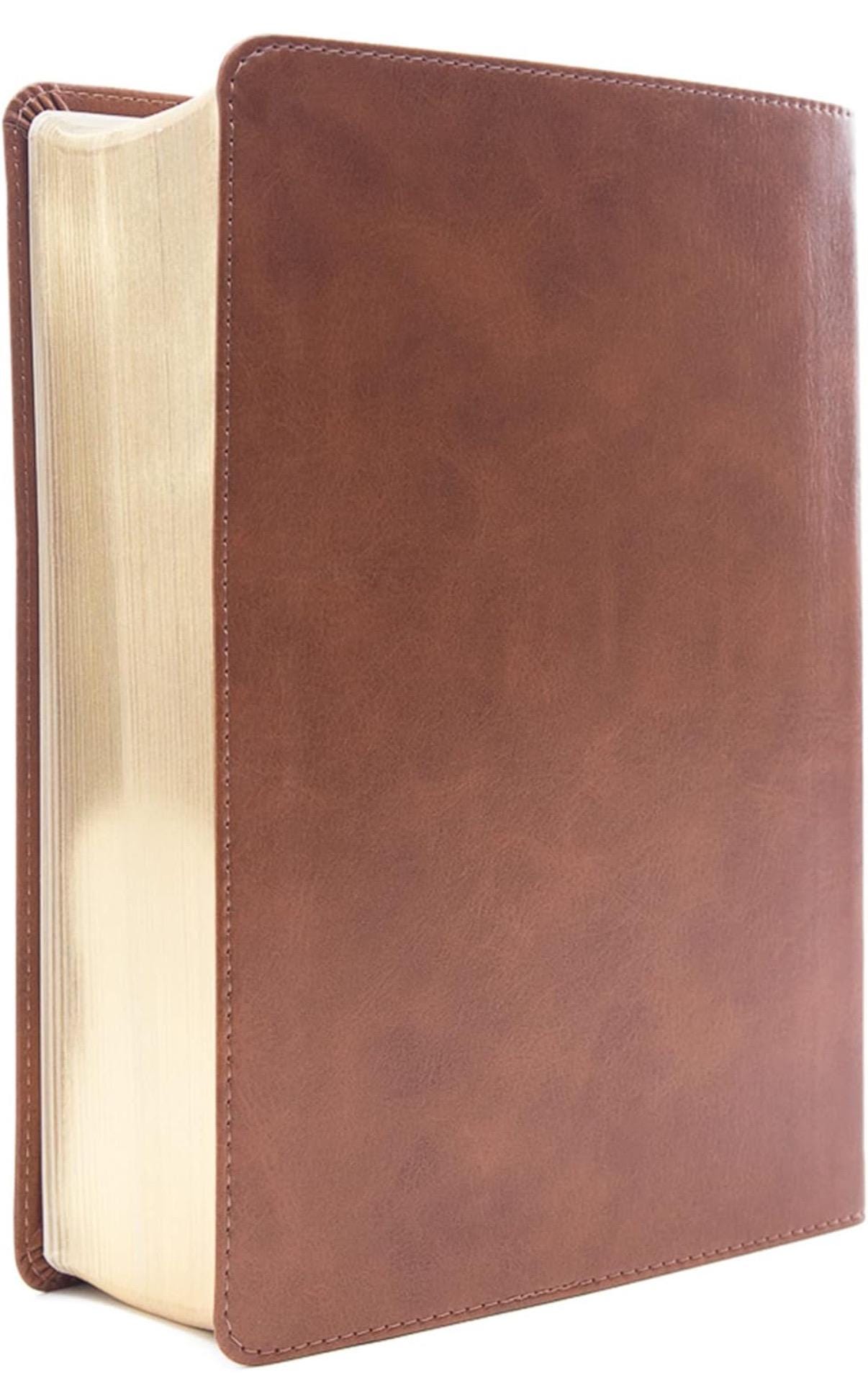 Personalized Saddle LeatherTouch Bible, Wide Margin Journaling