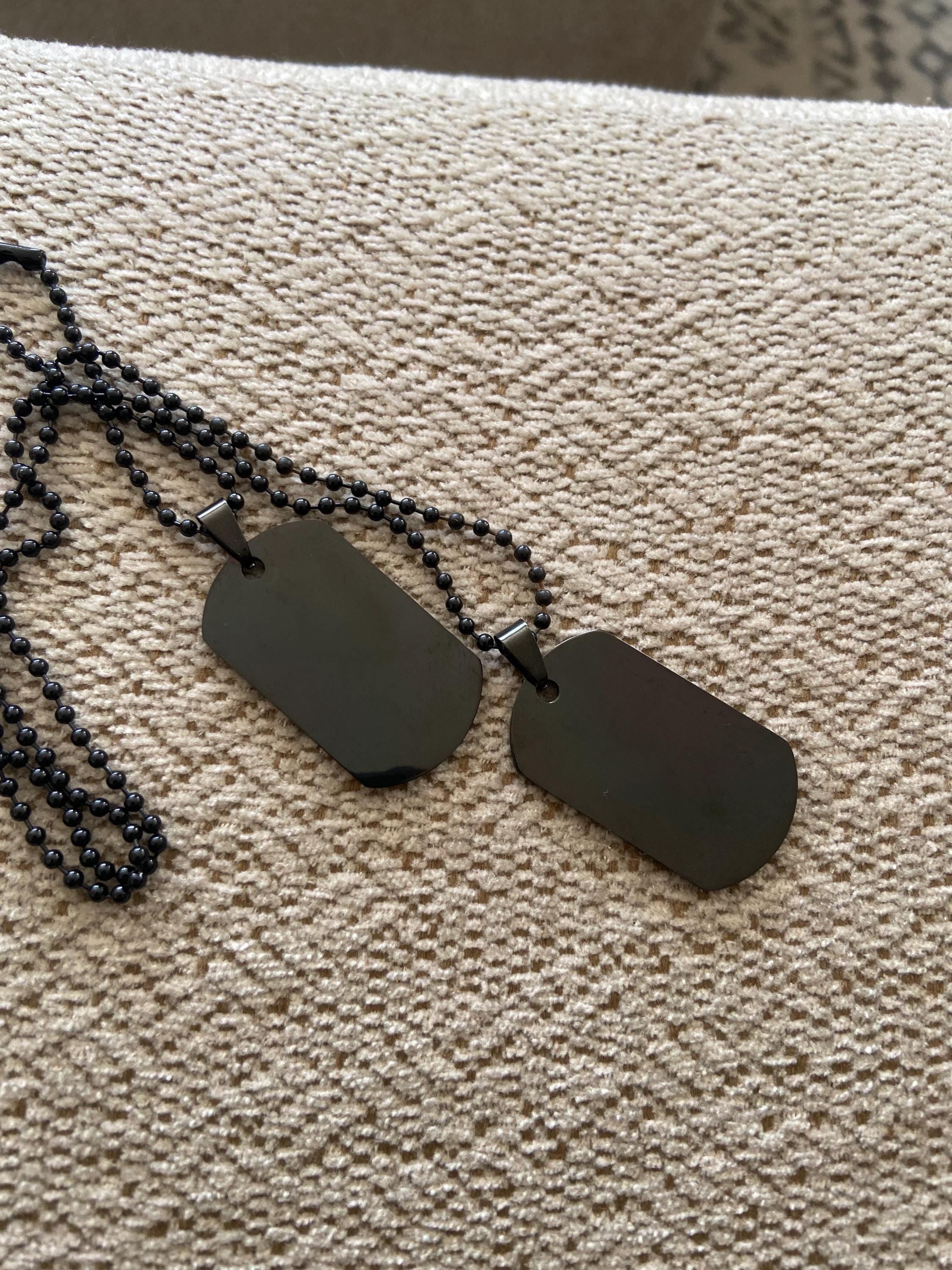 Collar con placa de identificación personalizado para hombre, papá, acero inoxidable, texto personalizado, militar
