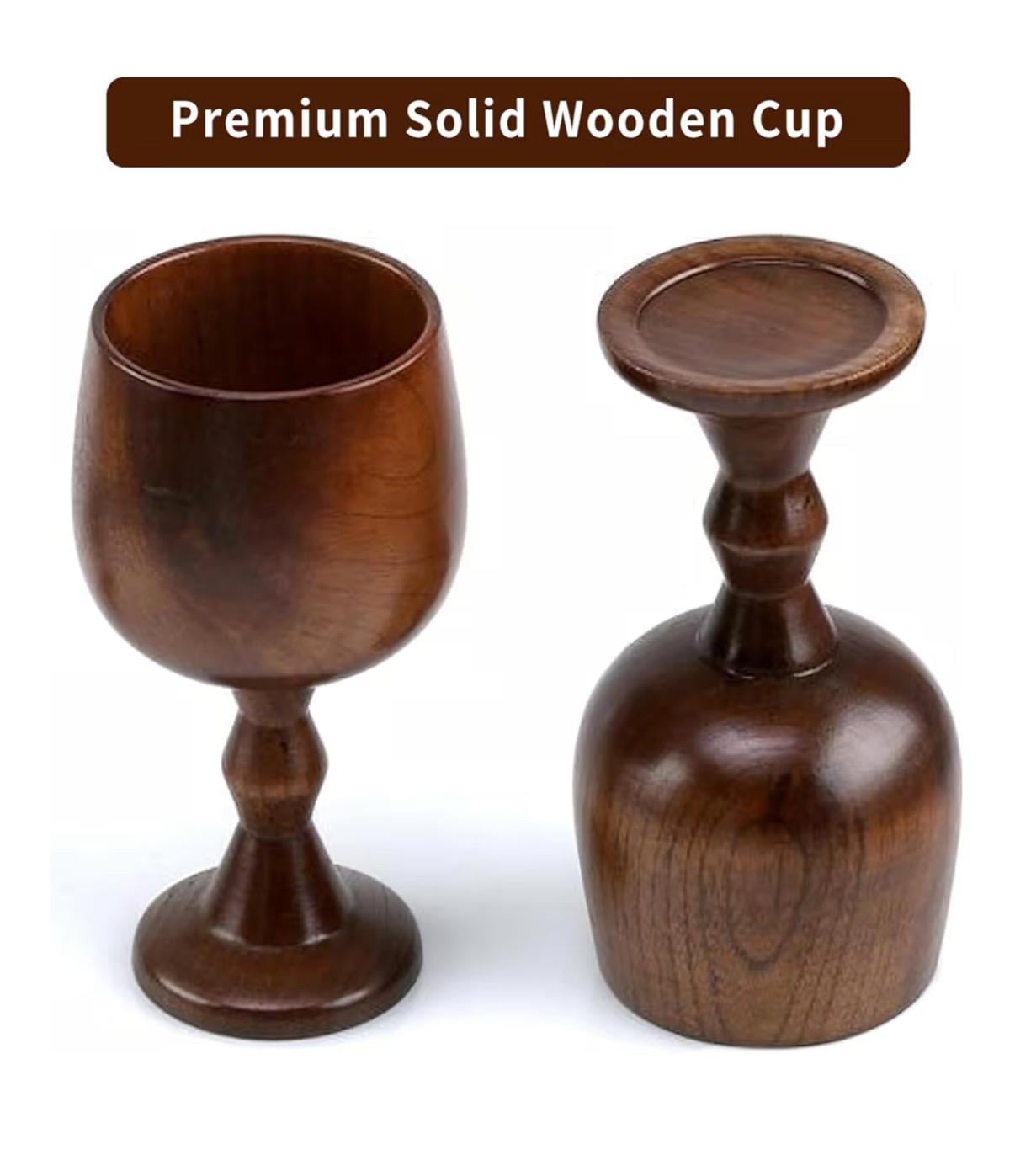 Personalized Wooden Wine Goblet Drinking Cup, Wooden Goblets for Drinking Wine, Whiskey & Mead – Natural Eco,Premium Solid Wood Cup