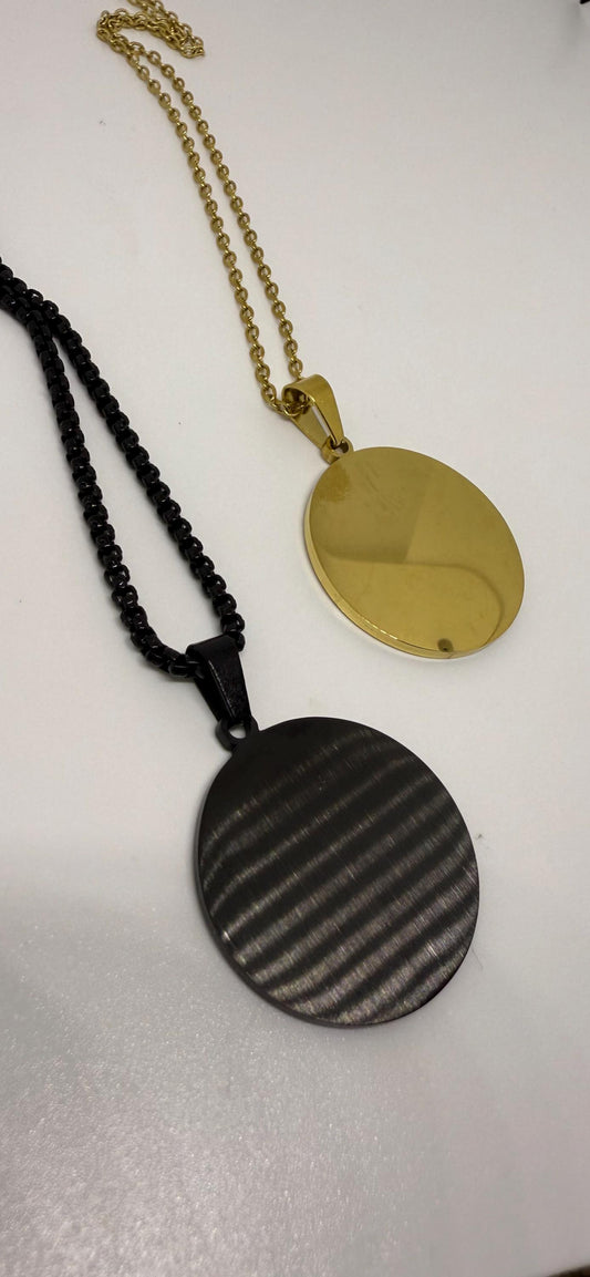 Personalized-Round 18k Gold SS Pendant Necklace