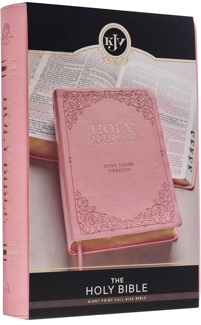 Personalized KJV Giant Print Bible - Pink Leather, Thumb Indexed