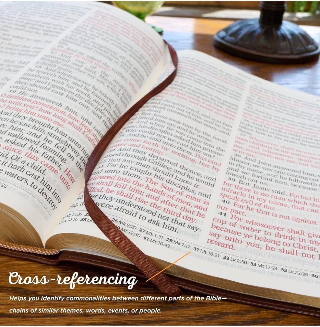 Santa Biblia KJV personalizada, edición de letras rojas en piel sintética con letra supergigante - Índice y cinta marcadora, versión King James, gris/negra