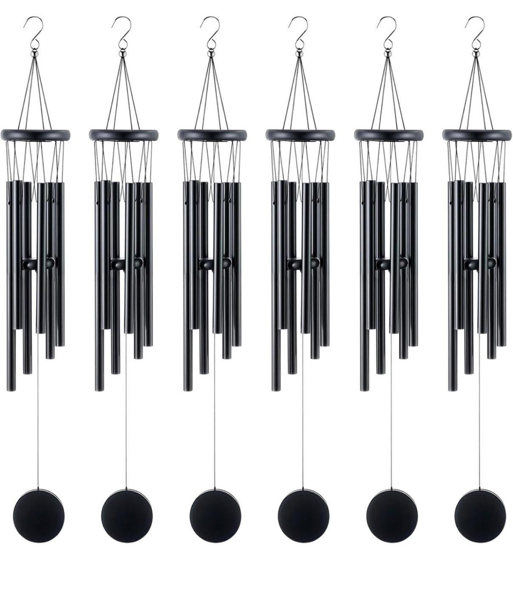 Campanas de viento rústicas personalizadas de 6 piezas para exterior, campanillas de viento de 71 cm de tono profundo con 6 tubos de aluminio, las más geniales para exteriores conmemorativas