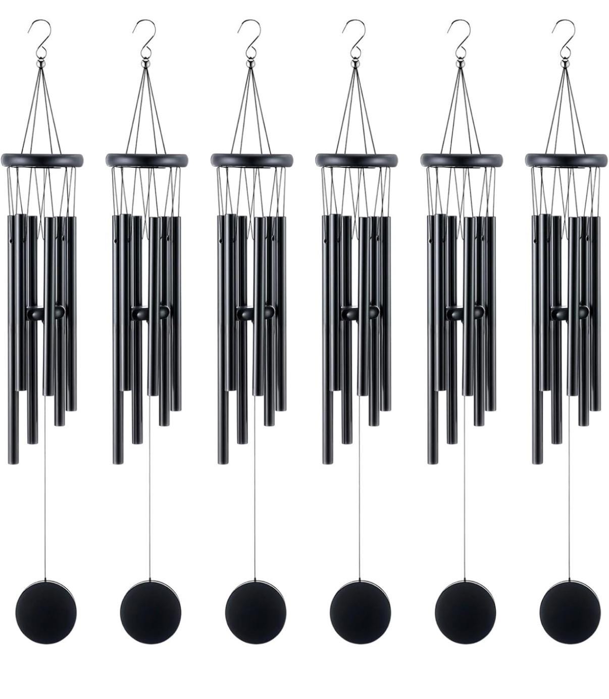 Campanas de viento rústicas personalizadas de 6 piezas para exterior, campanillas de viento de 71 cm de tono profundo con 6 tubos de aluminio, las más geniales para exteriores conmemorativas