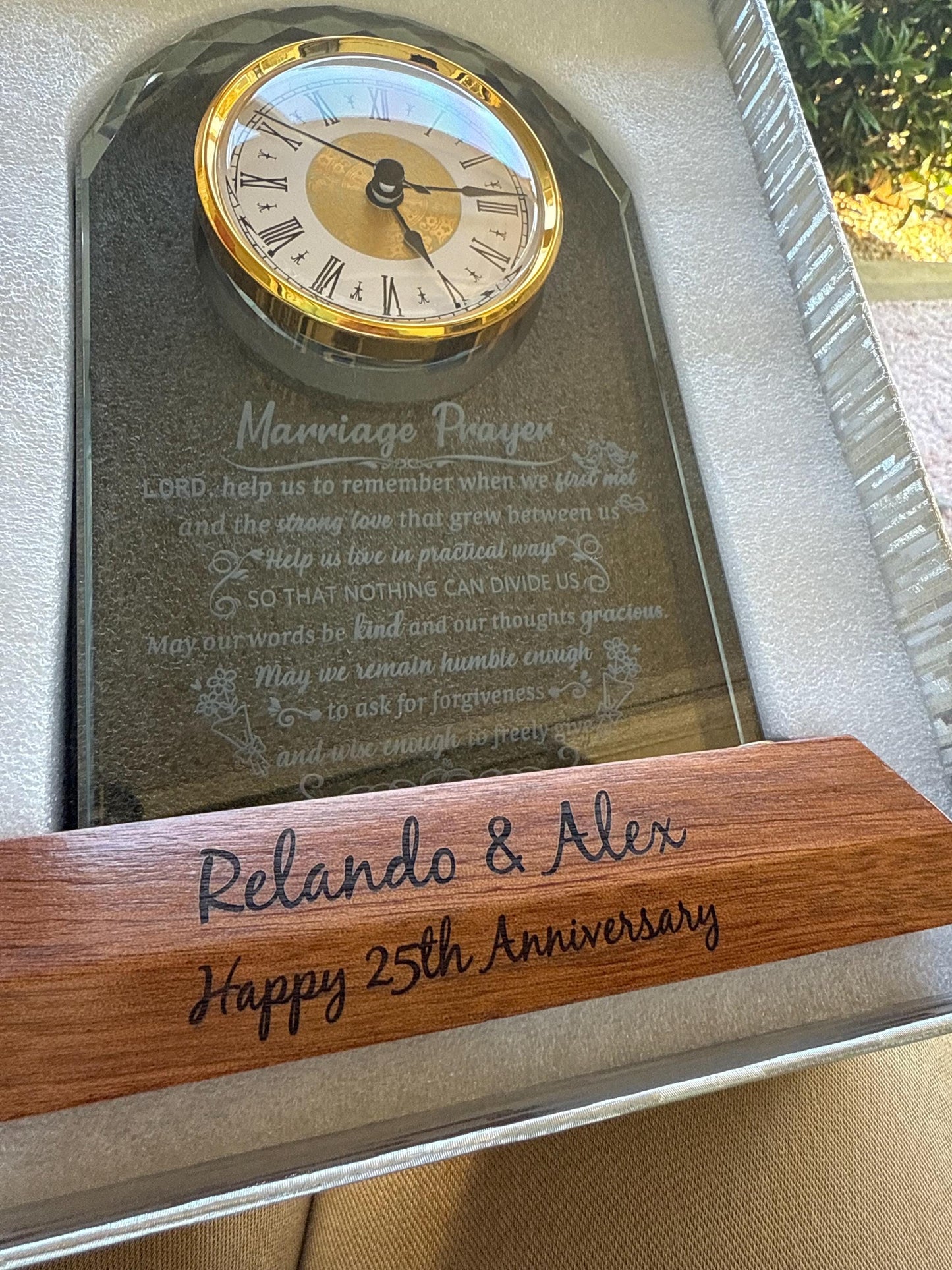 Personalized Wooden clock on base, Graduation, Son, Daughter, Mom, Retirement, Anniversary, Boss, Dad