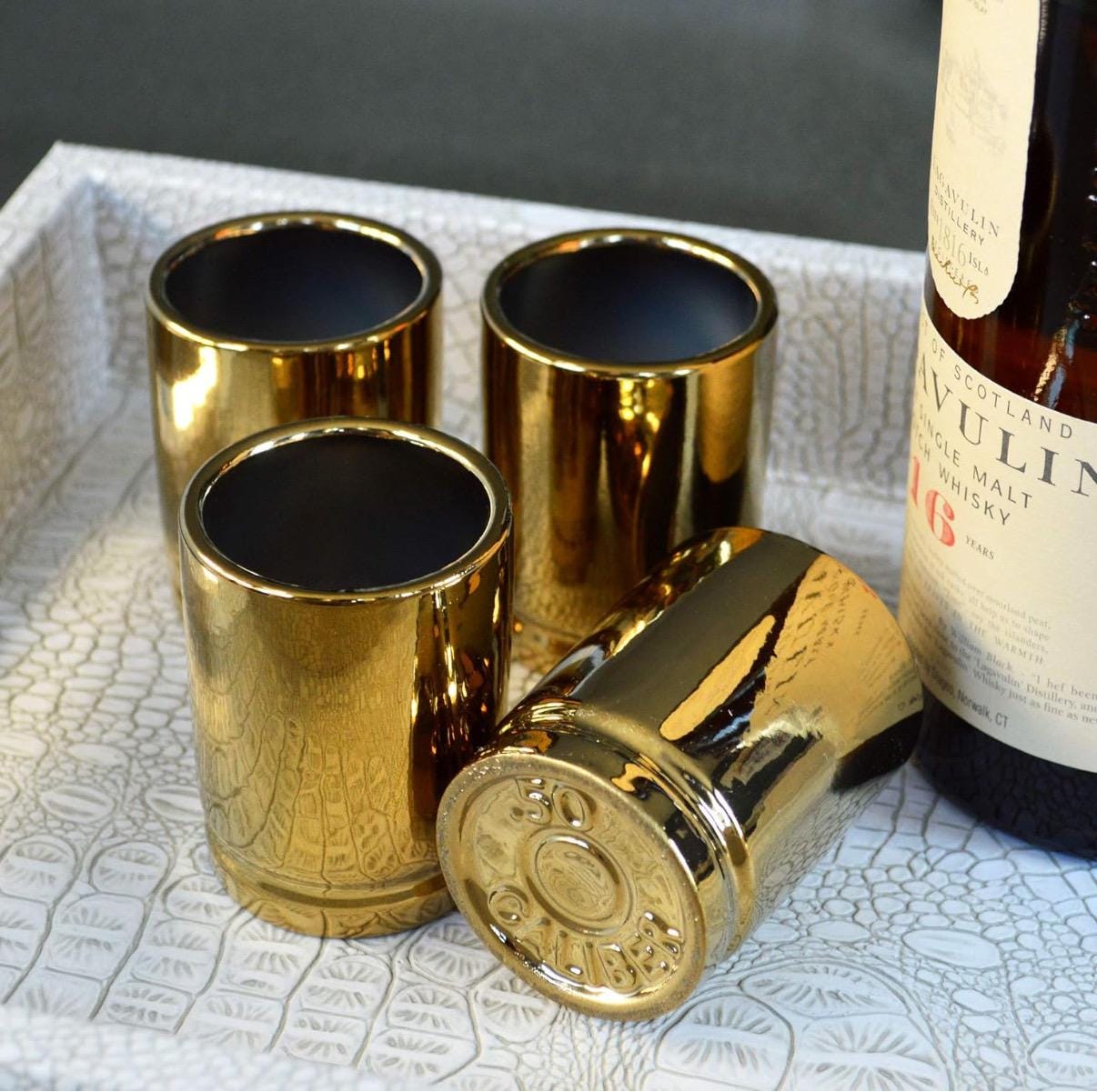 Vaso de chupito de calibre 50 "Straight Shooter" personalizado para regalo de padrinos de boda, juego de 4 piezas