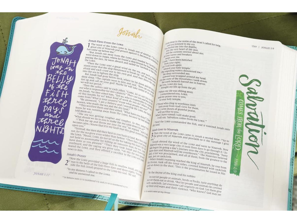 Biblia NVI La Bella Palabra personalizada - Verde azulado, más de 600 ilustraciones