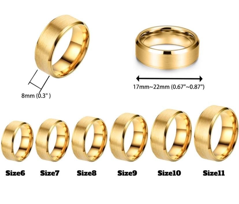 Anillo para Hombre de Acero Inoxidable Dorado Personalizado