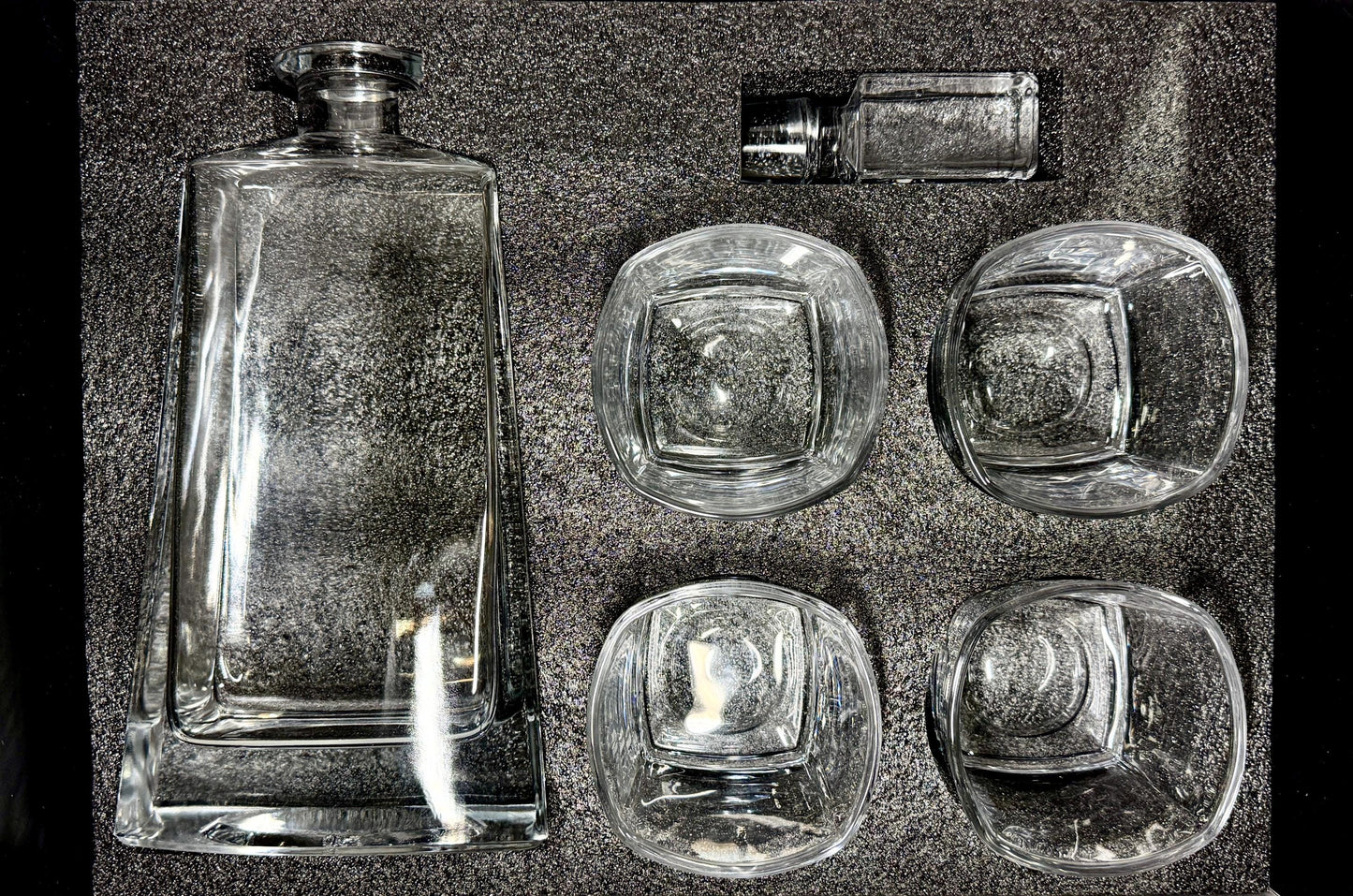 Personalizable 12" Tequila Decanter Set with Four 8 oz. Premium Glass in a Black Gift Box