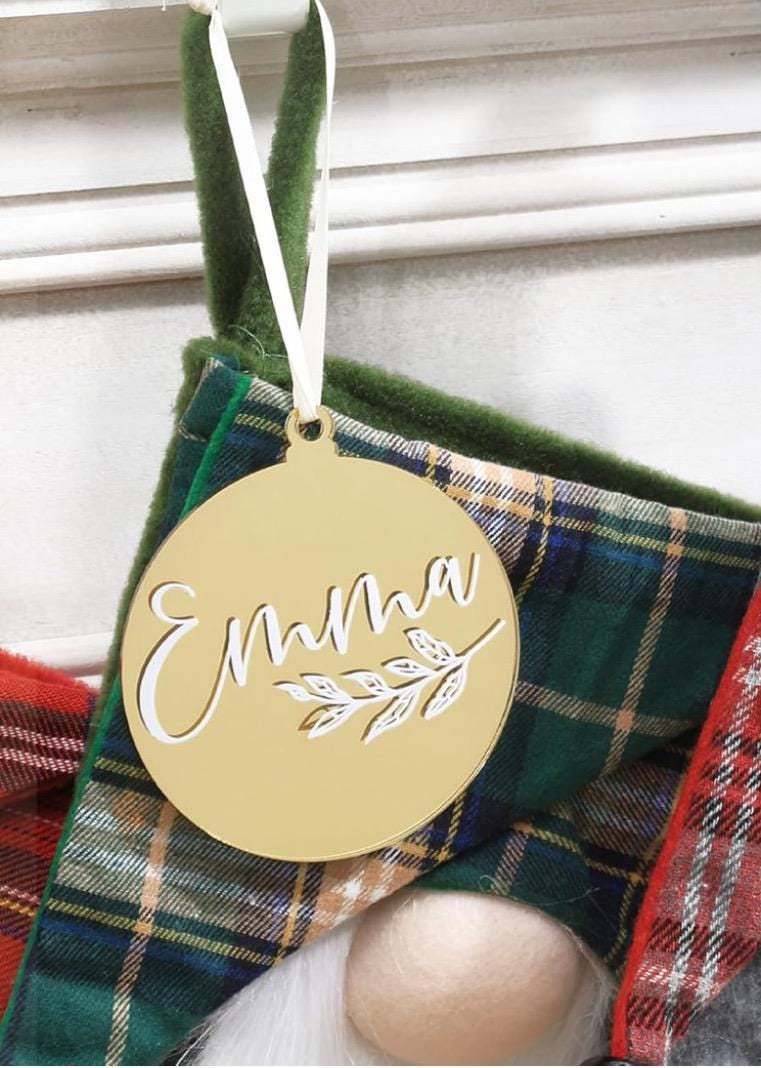 Personalized 10pc  Gold Mirror Ornament