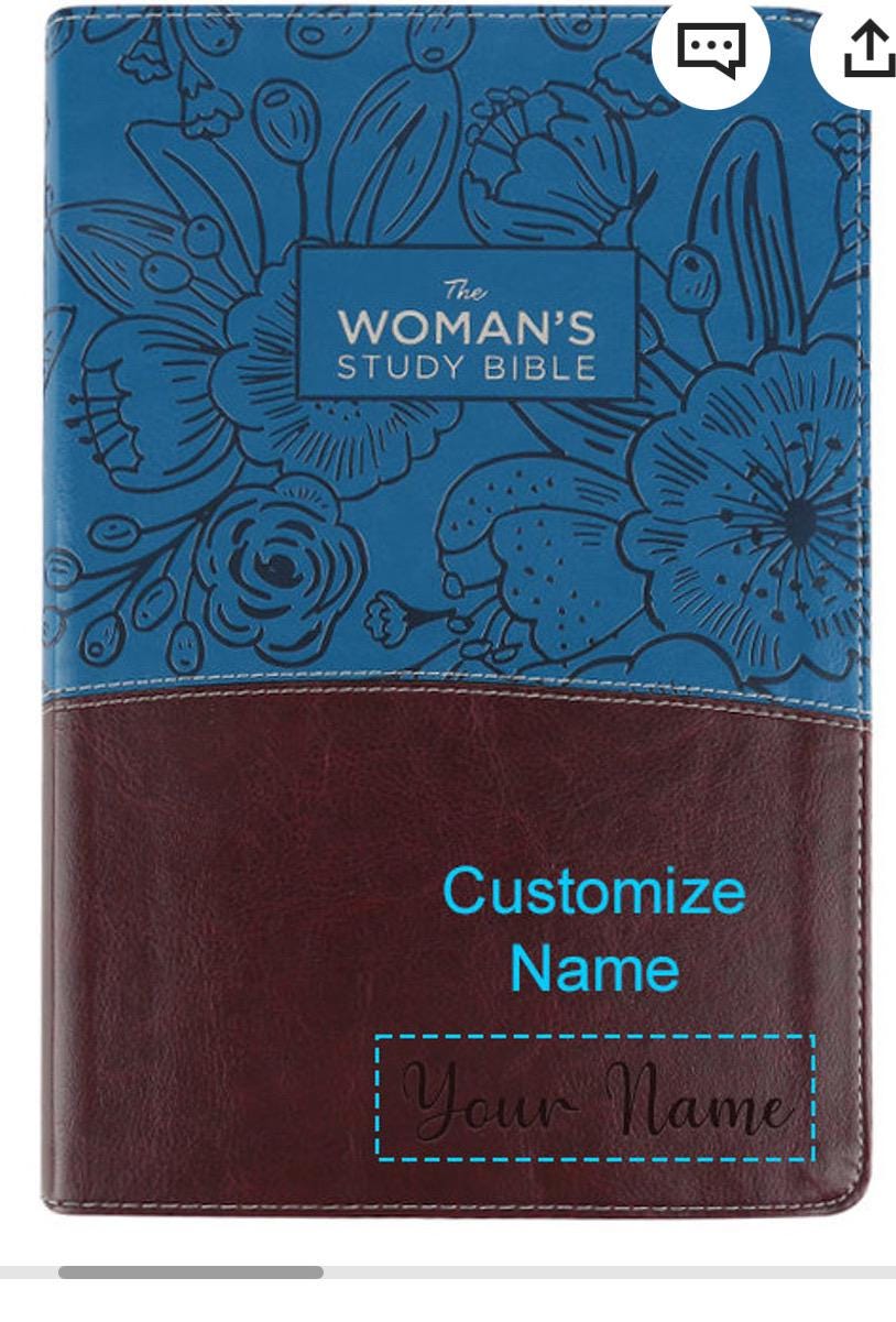 Personalized NIV The Woman's Study Bible | Leathersoft, Blue/Brown, Full-Color, Red Letter - Custom Laser Engraving