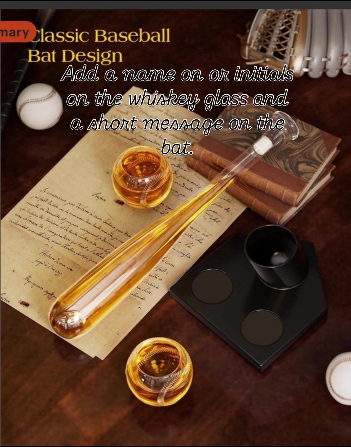 Personalized Baseball & Bat Decanter Set