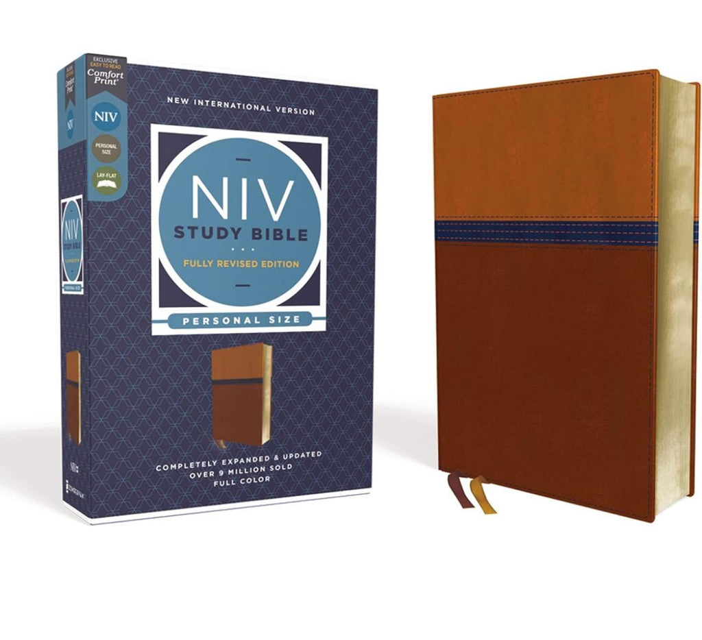 Biblia de Estudio NVI Personalizada - Marrón/Azul, Tamaño Personal, Revisada