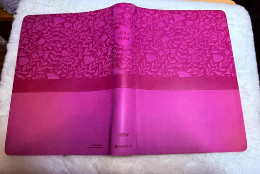 Personalized NIV, Super Giant Print Reference Bible (Font Size: 16.5-point), Leathersoft, Pink, Red Letter, Comfort Print