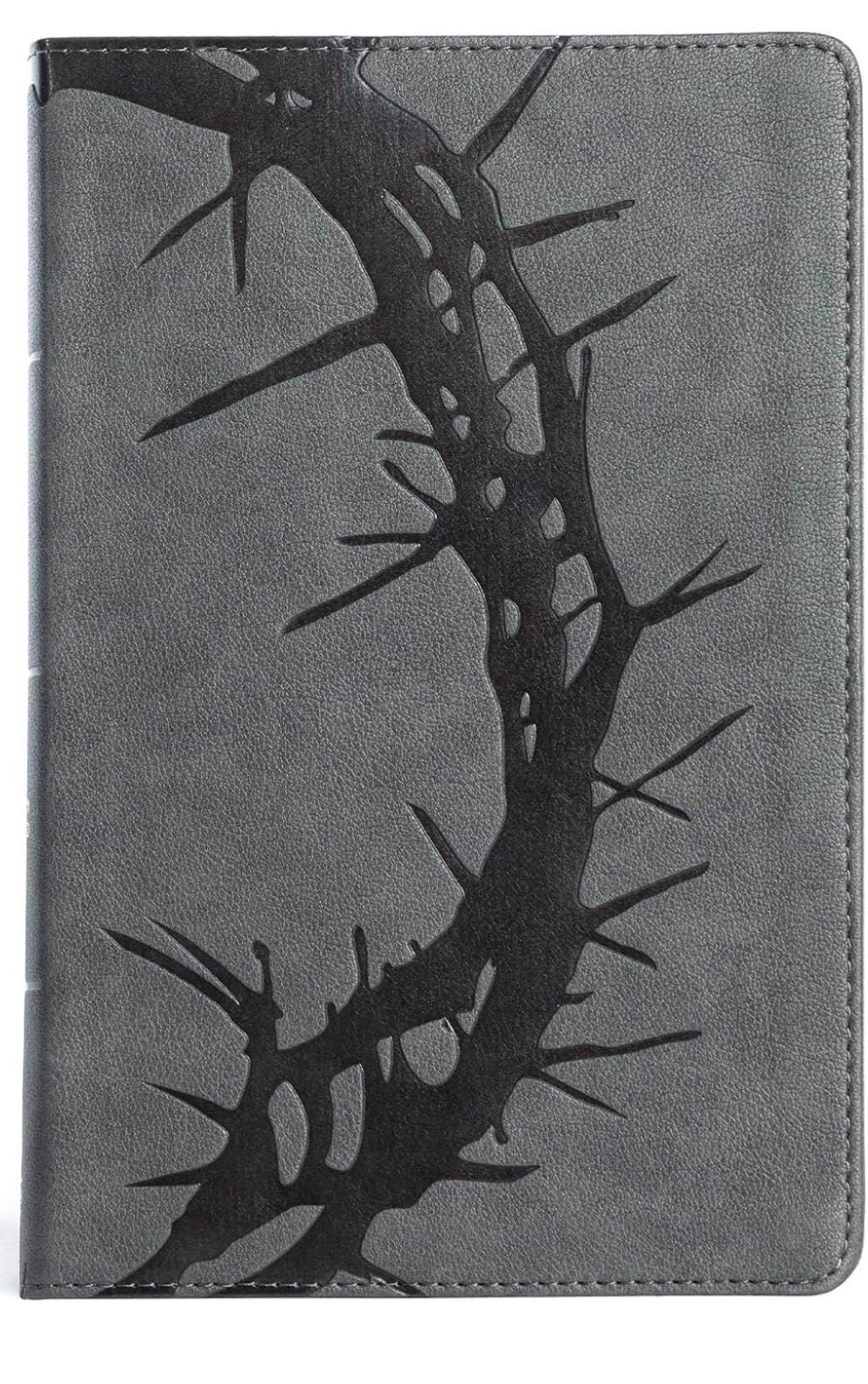 Personalized CSB Large Print Personal Size Reference Bible, Charcoal LeatherTouch Crown of Thorns, Red Letter,