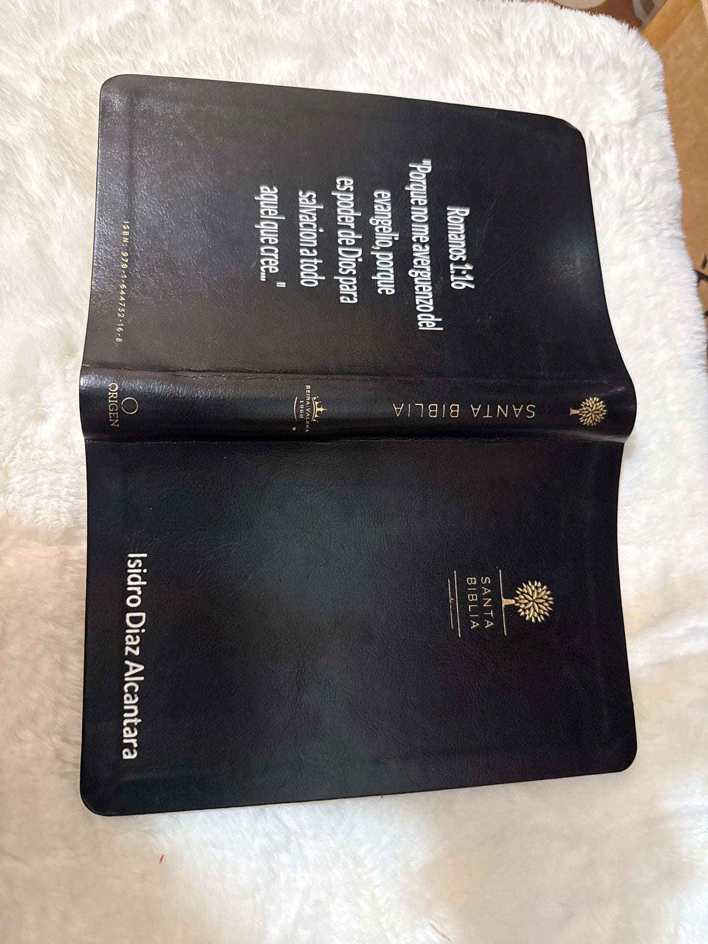 Personalized Biblia Reina Valera 1960 letra grande. Símil piel negro, índice, tamaño manual / Spanish Bible RVR 1960. Handy Size, Thumb Inde