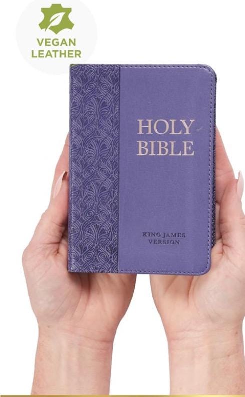 Biblia KJV personalizada para niños, tamaño mini de bolsillo, edición con letras rojas de piel sintética - Cinta marcadora, versión King James,