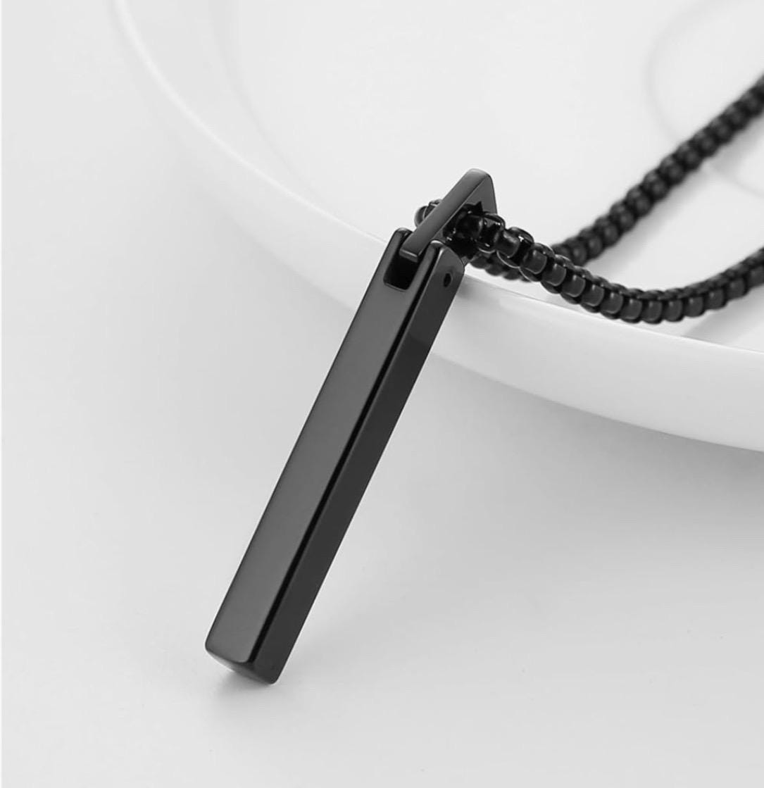Personalized Silver Gold Black Plated Rectangular Stainless Steel Pendant Necklace for Men