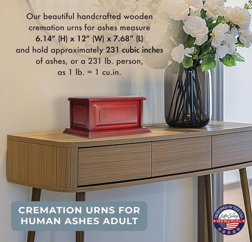 Personalized Funeral Memorial Urns for Ashes Adult Men and Women, Wooden Decorative Urn Box and Casket for Men Women, Burial Urn for Adults