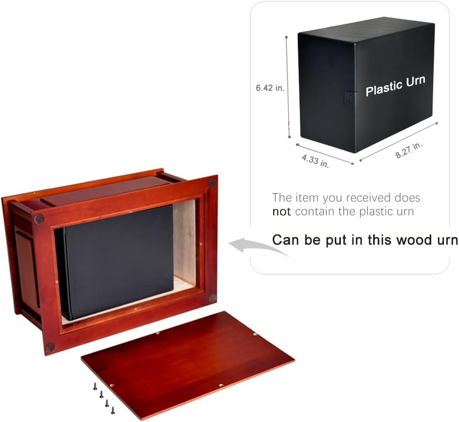 Urnas de madera personalizadas Lifesong Milestones de cerezo con forma de caja de sombra | Caja de urna de cremación conmemorativa para cenizas humanas de adulto
