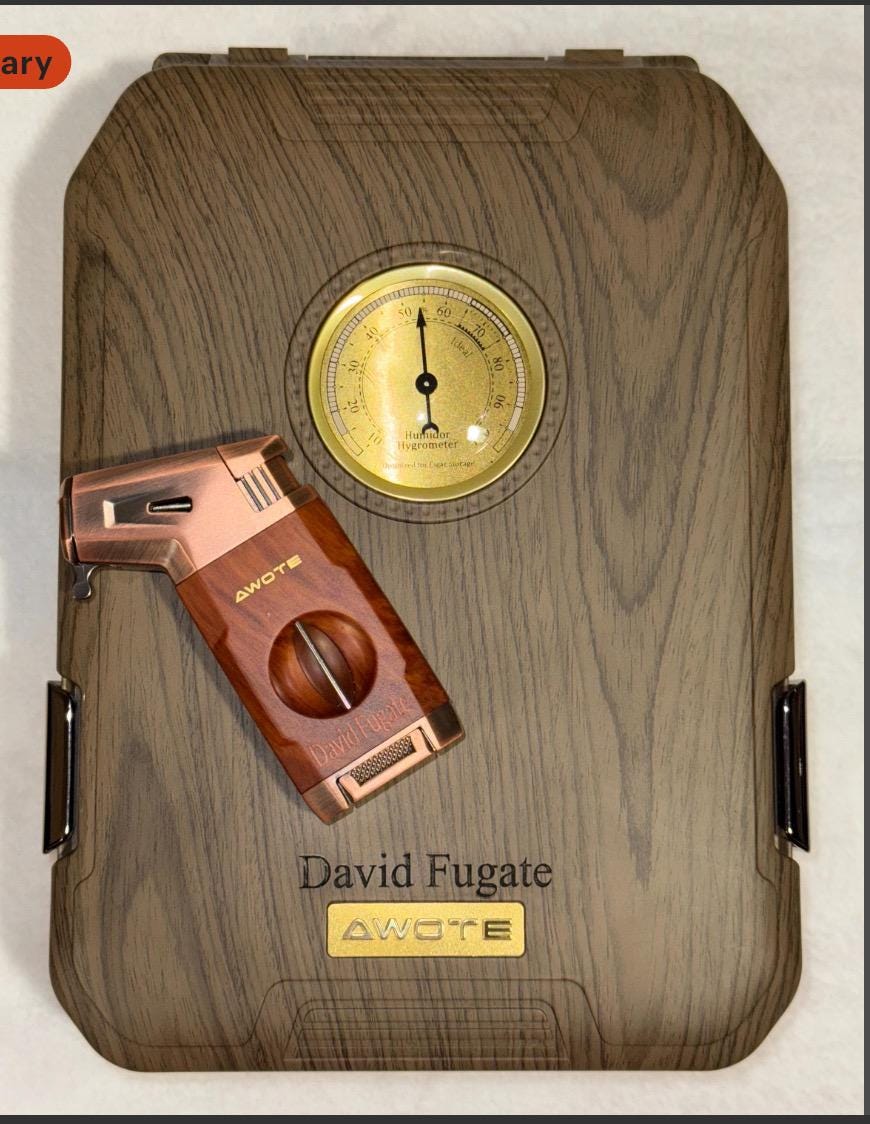 Personalized 2pc Cigar Humidor Set - Travel & Desktop, Lighter