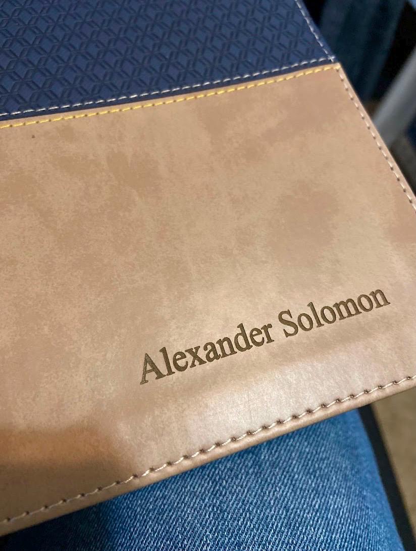 Personalized NIV ZONDERVAN STUDY Bible - Navy Blue/ Tan Leather Soft - Red Letter - Custom Engrave Name Imprint -  Men or Women Bible