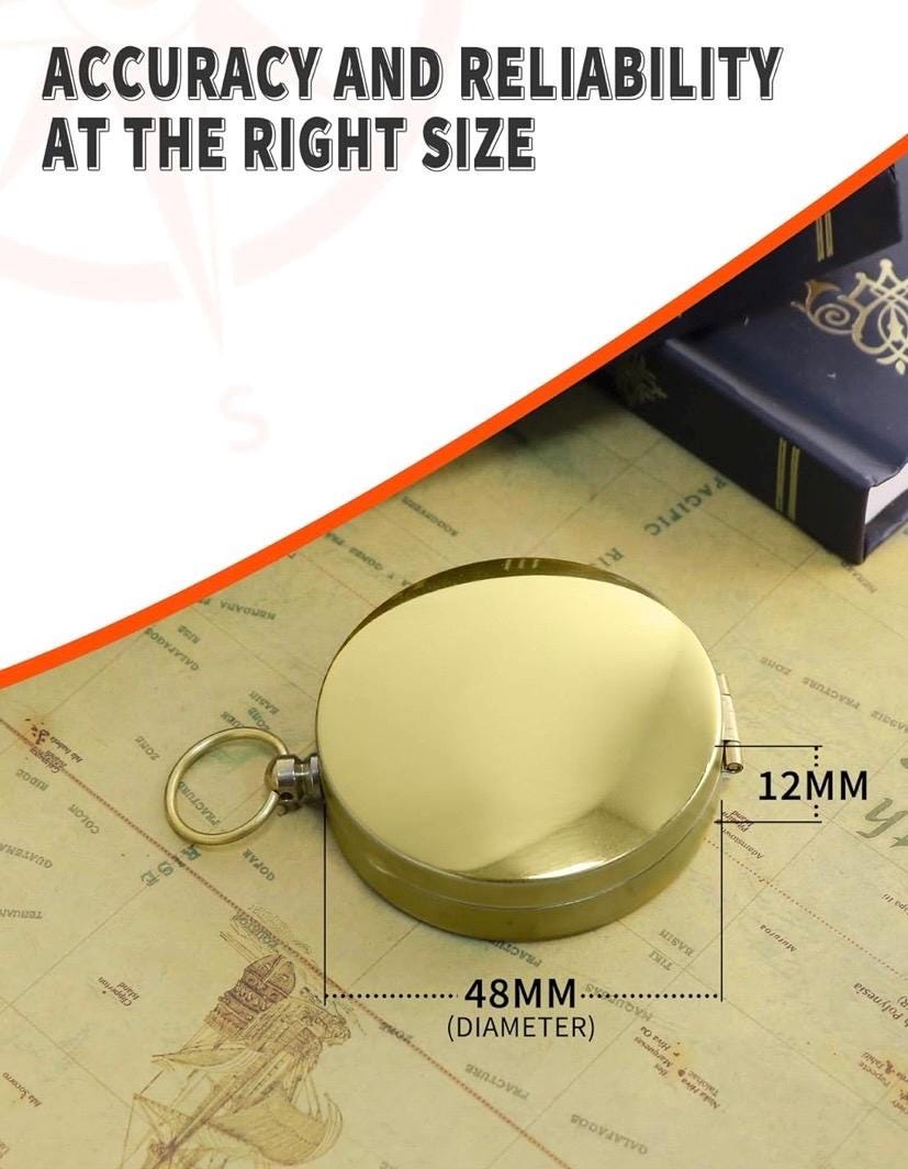 Personalized-Laser engrave on lid, Compasses |Brass Sundial Compass|Gold Compass| Kids Compass|Waterproof Compass|Pocket Compass